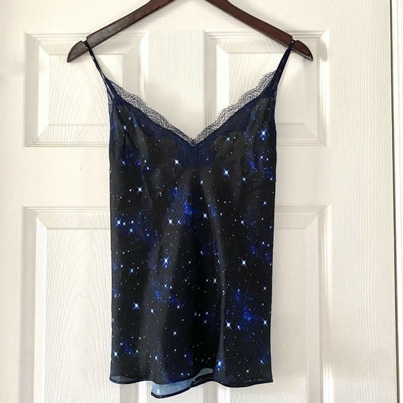 Victoria's Secret Cami Small Black Lace Criss Cross Outer Space Star￼ galaxy XL - Picture 1 of 5